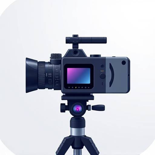 Icône du service de location de matériel représentant une caméra professionnelle, un microphone et un projecteur.