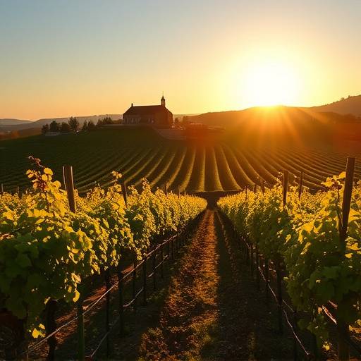 Vignoble ensoleillé avec une bastide provenäale, idéal pour des scènes rurales et authentiques.